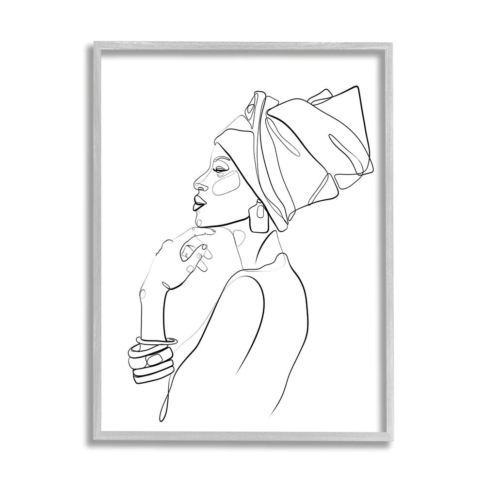 3304 African American Headwrap Modern Minimal Linework